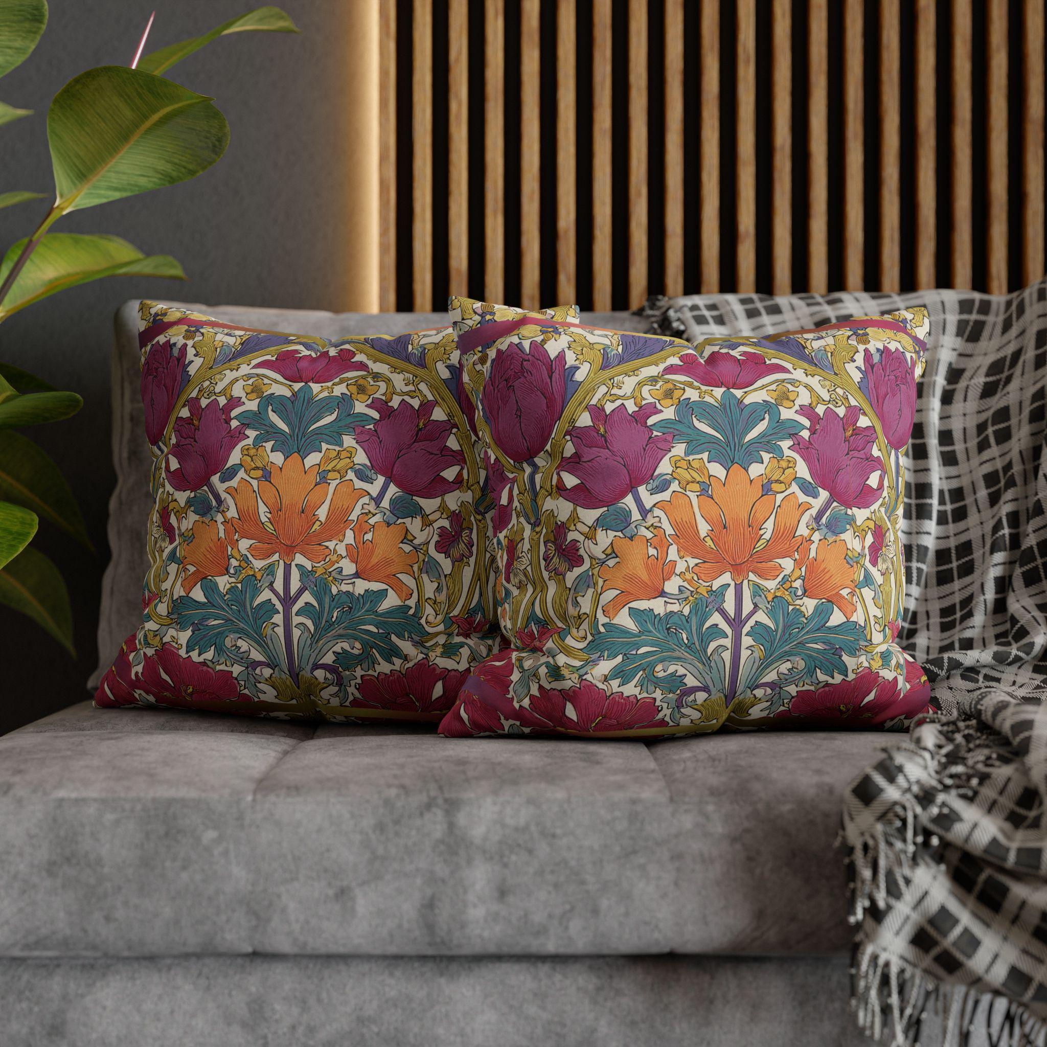 William Morris Style Hyacinth Pillow Cover: John Henry Dearle Inspired Floral