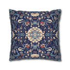 Elegant Navy Blue Floral Medallion Pillowcase: William Morris Inspired Persian Tribal Motifs Decorative Cover