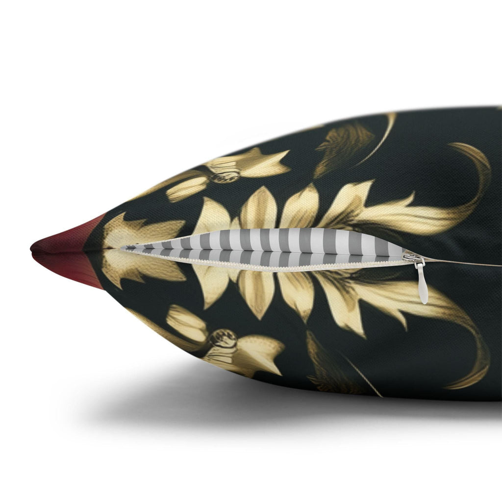 Poinsettia Pillowcase: Festive Holiday Floral, Red and Gold Winter Accent