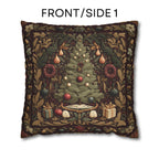 William Morris Christmas Tree Pillow Cover: Burgundy Holiday Tapestry Look