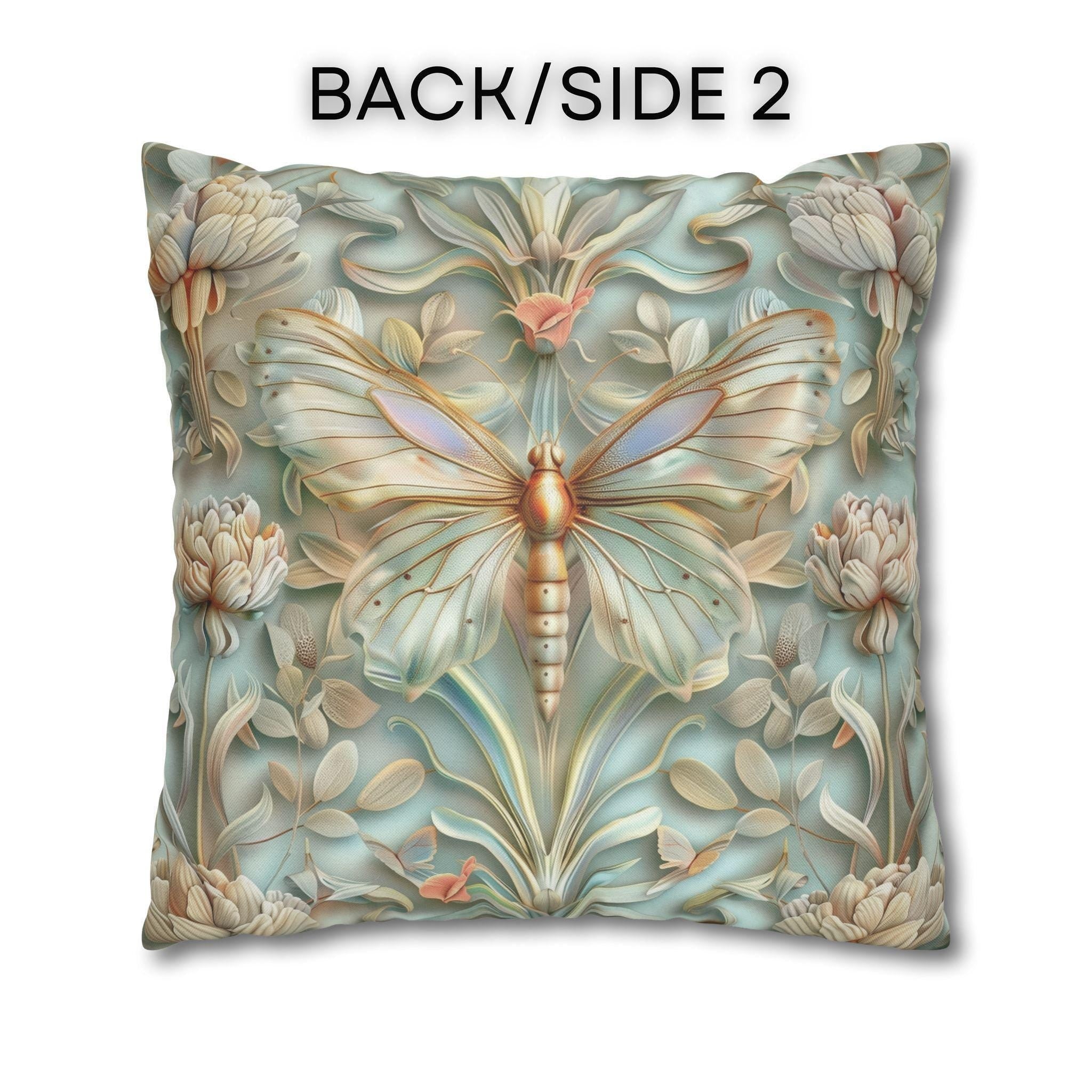 William Morris Butterfly Pillow Cover: Celadon Aqua Pastel Floral Design