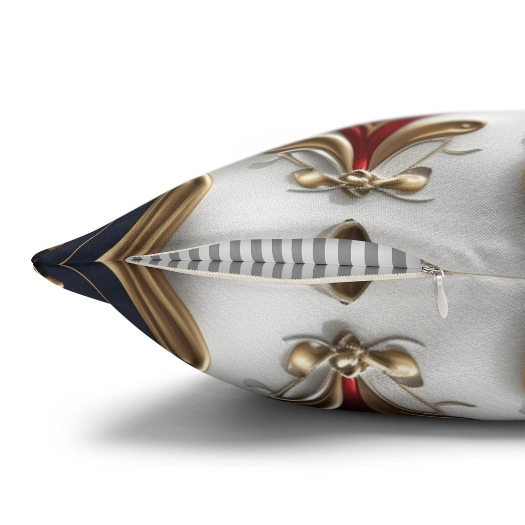 Baroque Pillow Cover: Navy, Gold & Red Fleur-de-Lis Design