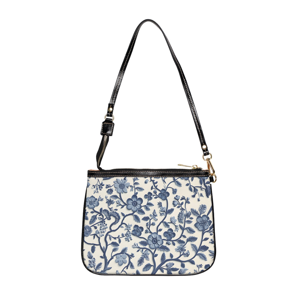 Chinoiserie Floral Shoulder Bag: Blue & White Vegan Leather Purse