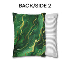 Green Waves Throw Pillow Cover: Emerald  and Deep Green with Gold Accents