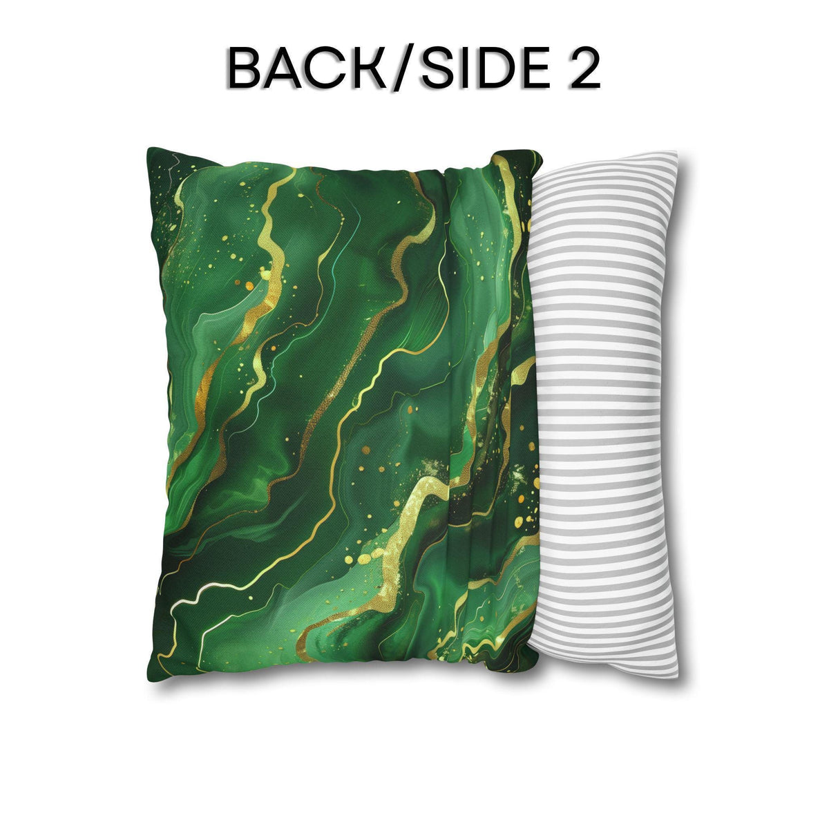 Green Waves Throw Pillow Cover: Emerald  and Deep Green with Gold Accents
