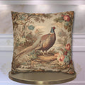 French Country Pheasant Throw Pillow Cover: Vintage Style Toile Bird Design