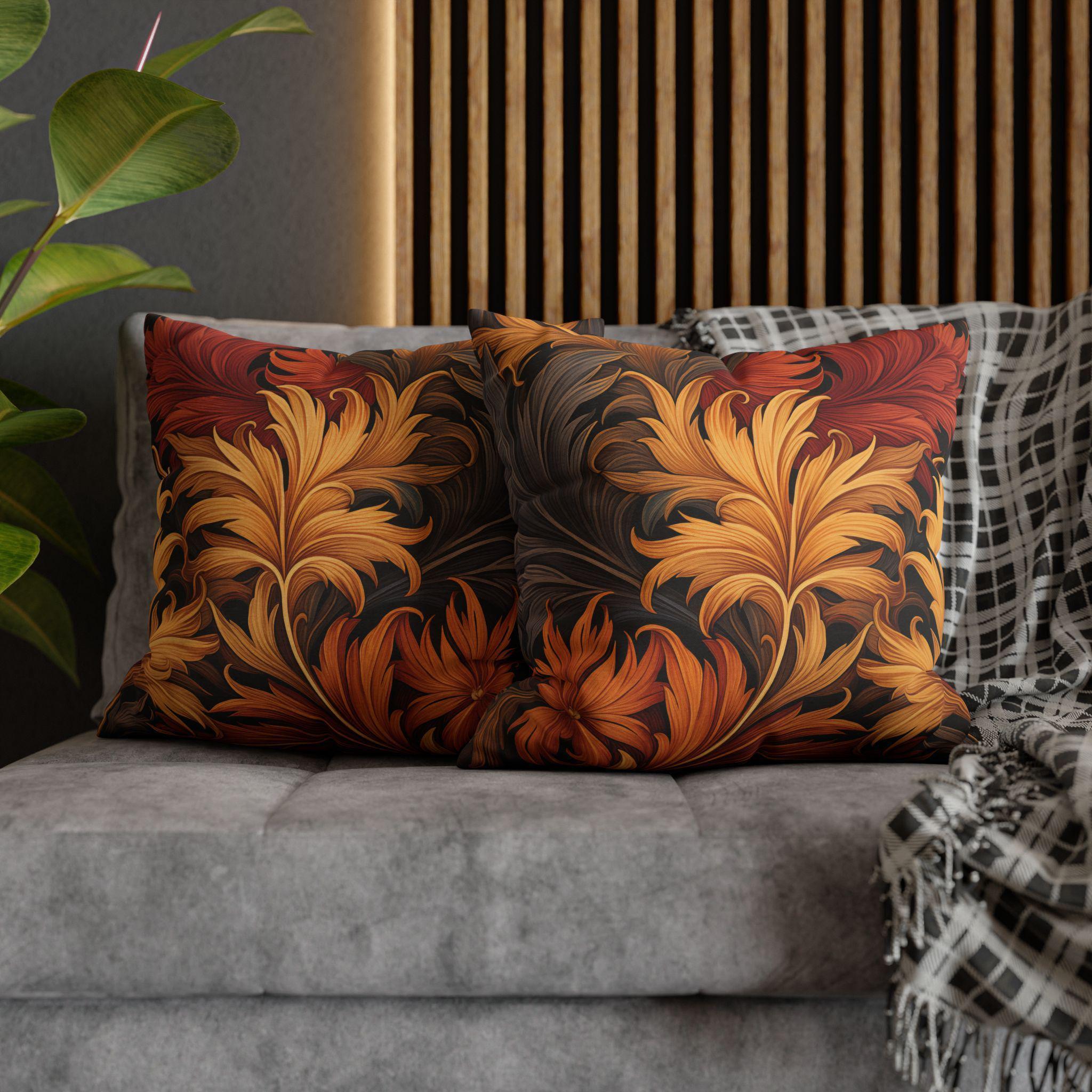 Vintage-Inspired William Morris Fall Leaves Pillow Cover: Tapestry-Style Autumn Decor Cushion
