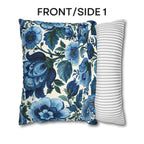 Blue and White Botanical Pillow Cover: Stylized Floral Vine Design