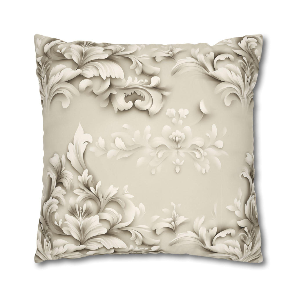 Floral Scrollwork Pillow Cover, Cream Beige Tones, Elegant Home Decor