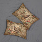 French Country Pheasant Lumbar Pillow: Vintage Style Toile Bird Design