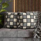 Gray Windowpane Plaid Pillow Cover: Neutral Checkered Contemporary Accent