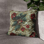 Elegant Christmas Poinsettia Pillowcase: Luxurious Floral Holiday Decor with Beige Background