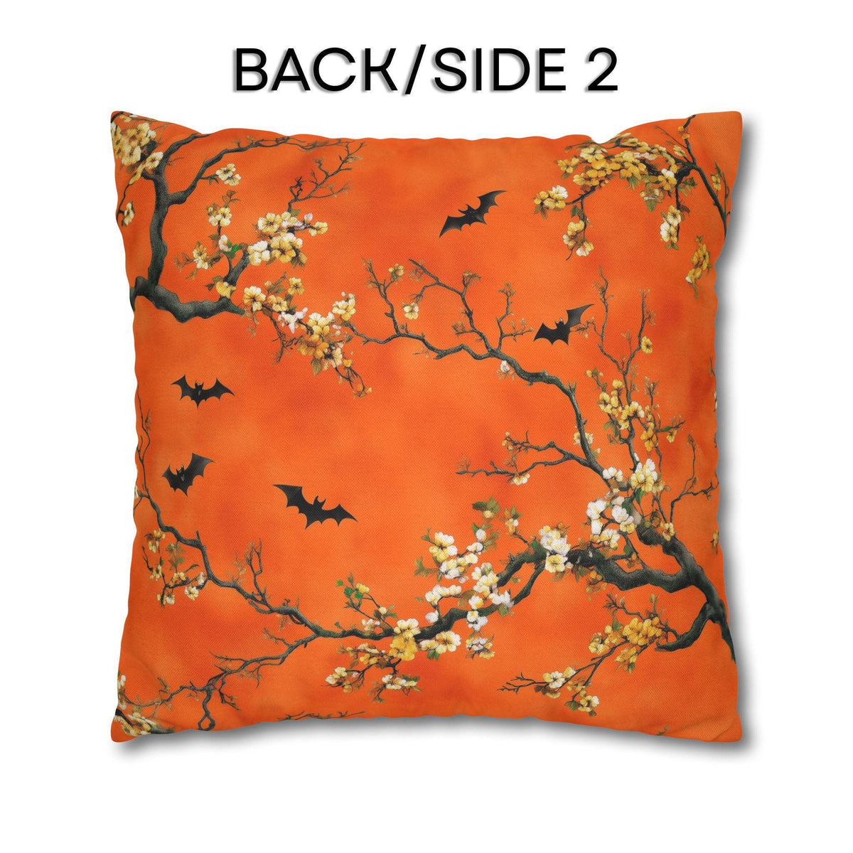 Halloween Chinoiserie Pillow Cover: Bright Orange Five Bats Decor