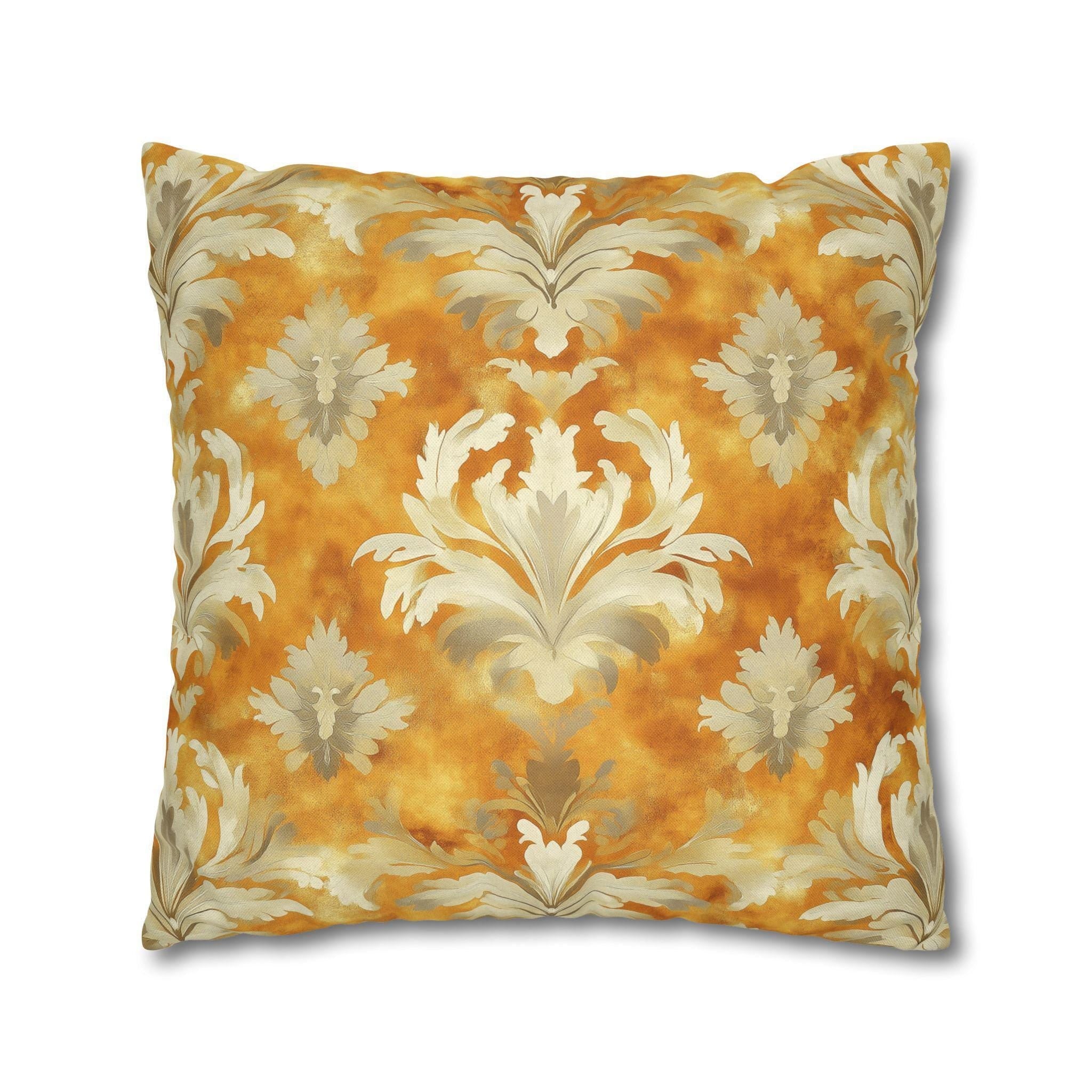 Damask Pillow Cover, Pumpkin Spice Fall Decor, Elegant Accent Pillow