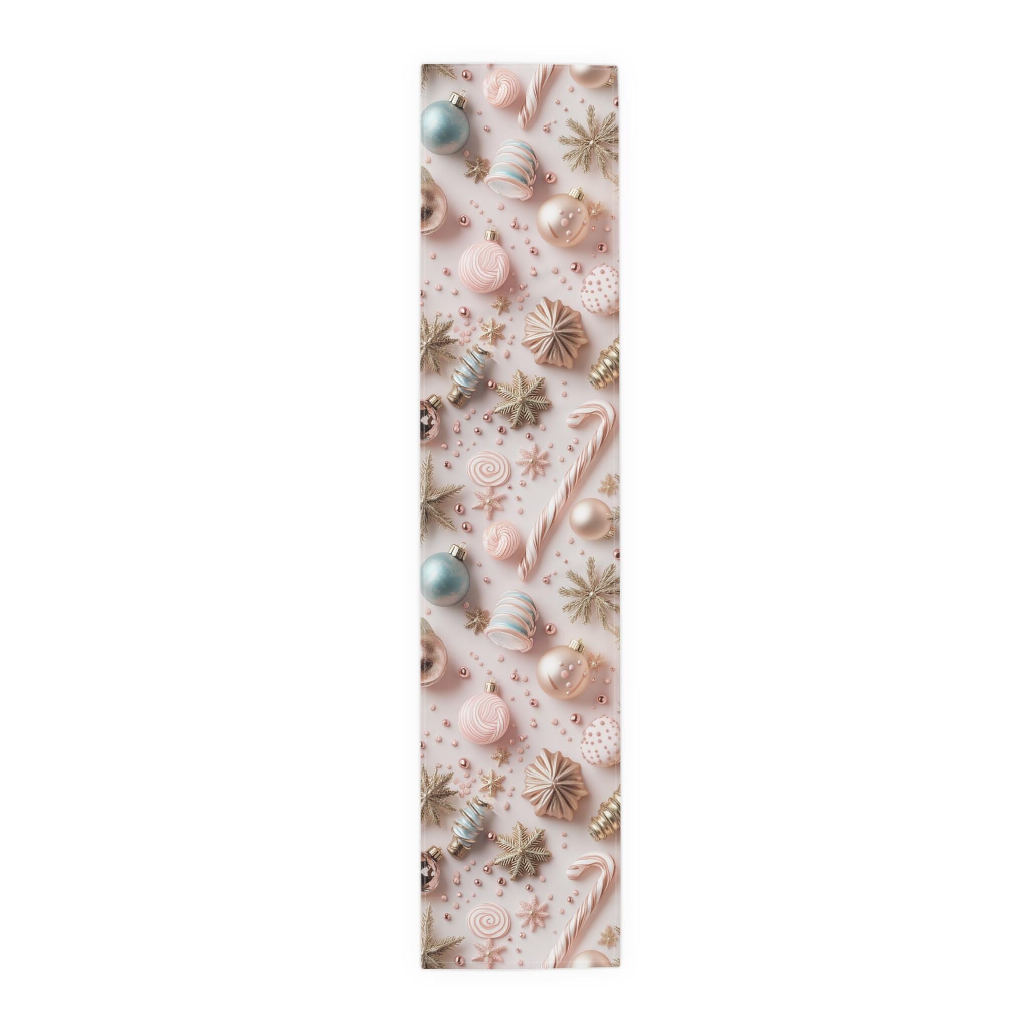Candycore Table Runner, Pastel Pink, Minty Blue Whimsical Christmas Holiday Decor