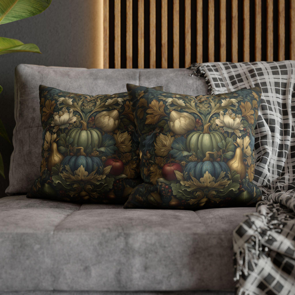 William Morris Pillow Cover Fall Harvest Tapestry Style Pumpkin Botanical Autumn Decor Euro Sizes