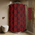 Elegant Gothic Damask Shower Curtain: Black & Crimson Vampire-Inspired Bath Decor for Romantic Ambiance