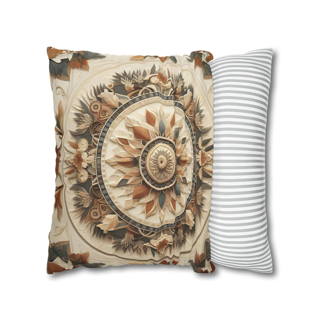 Boho Geometric Floral Pillow Cover: Earth Tone Cushion for Rustic Fall Home Decor