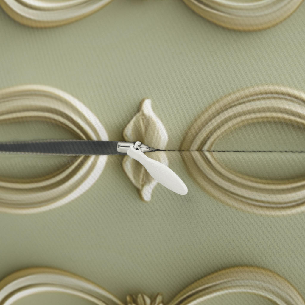 Sage Green French Floral Lumbar Pillow: Elegant Gold Blooms for Luxurious Living Room Decor