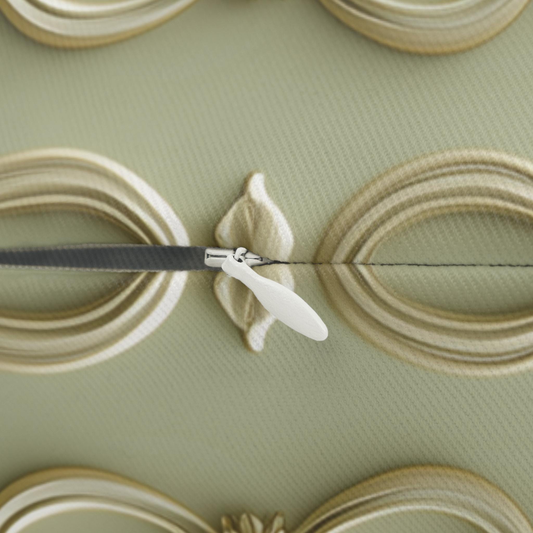 Sage Green French Floral Lumbar Pillow: Elegant Gold Blooms for Luxurious Living Room Decor