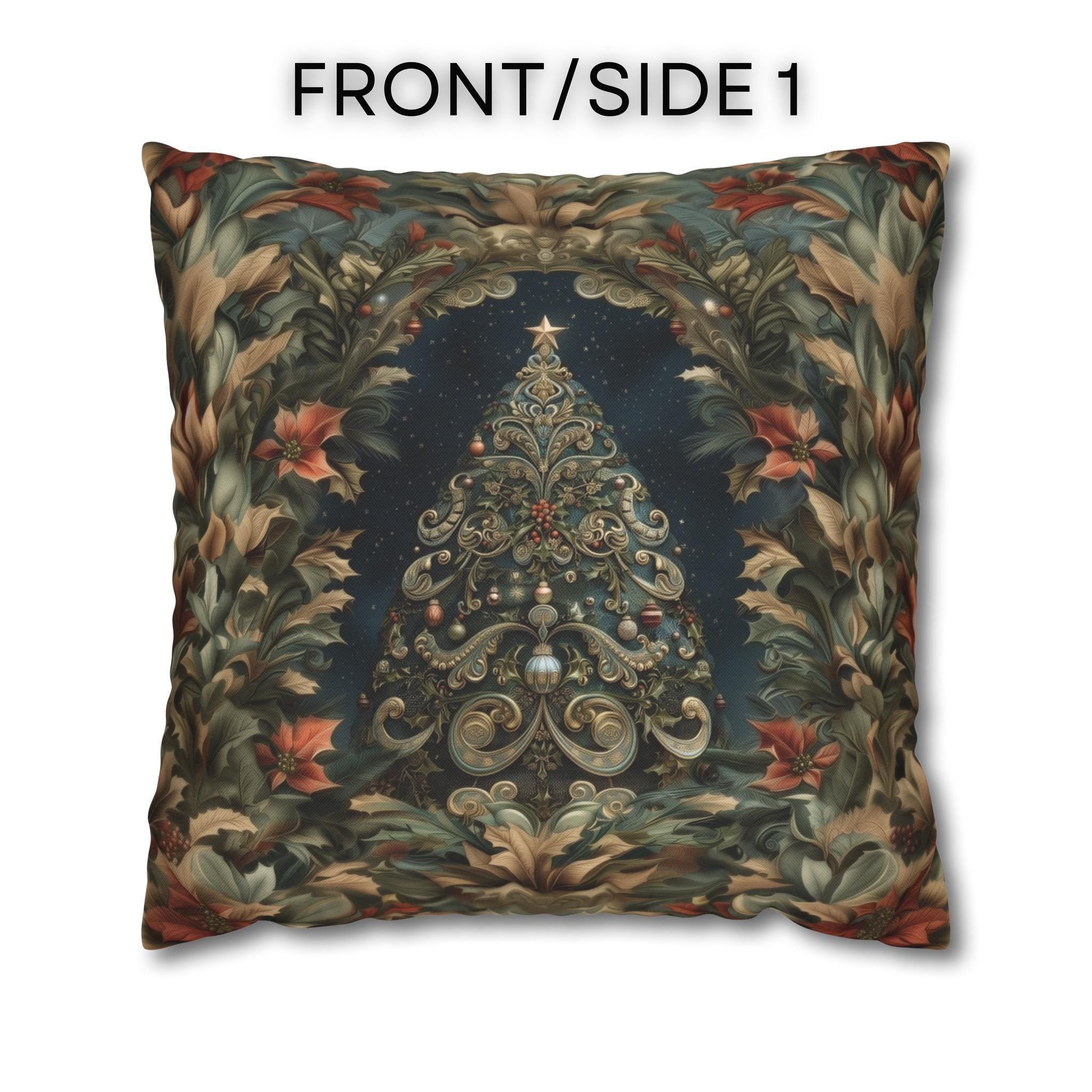 William Morris Christmas Tree Pillow Cover: Botanical Holiday Decor