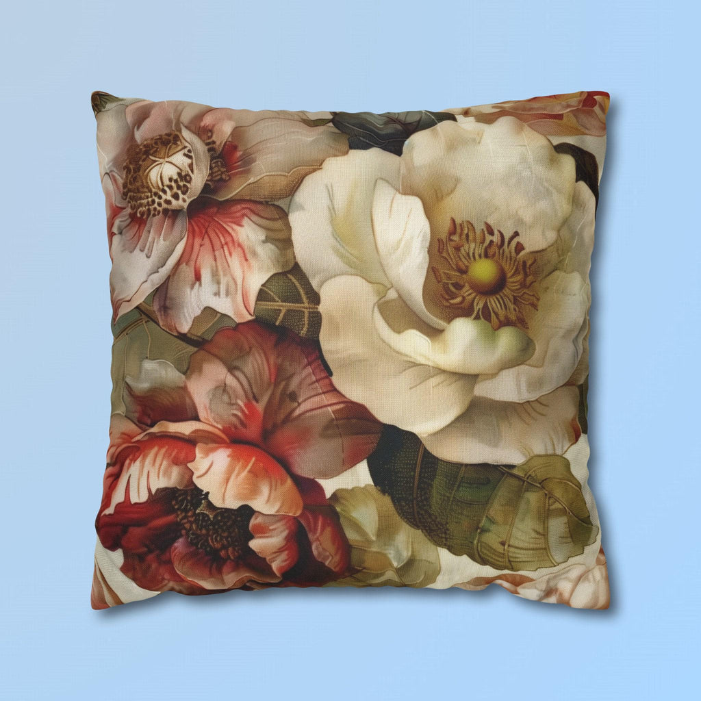 Classic Floral Accent Pillow Cover Rich Warm Tones Nature-Inspired Home Decor