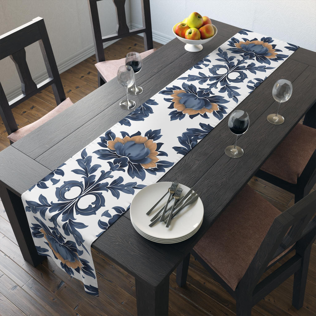 Floral French Country Table Runner: Blue Camel Farmhouse Decor