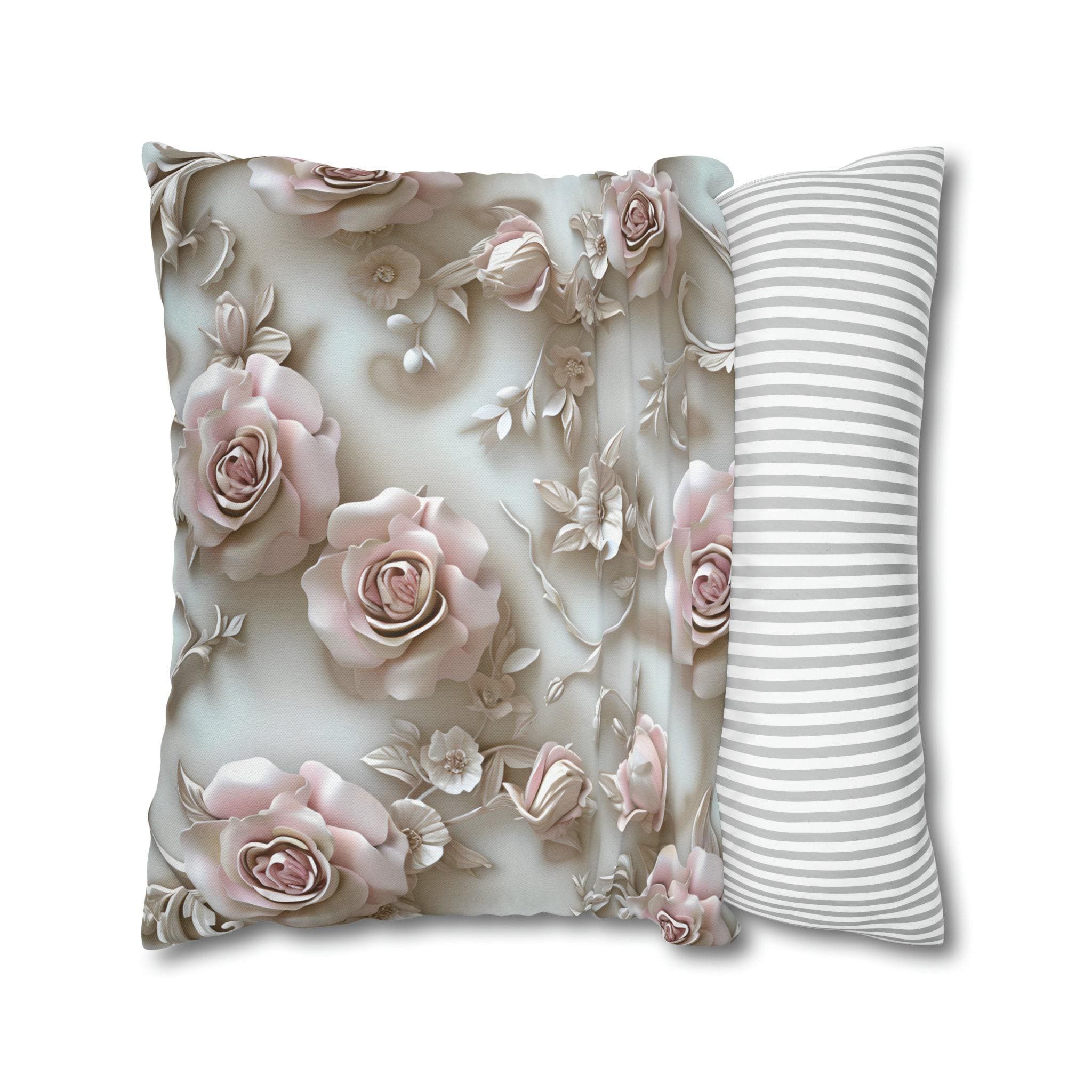 Romantic Soft Pink Roses Cushion Cover: Floral Elegance for Feminine Decor