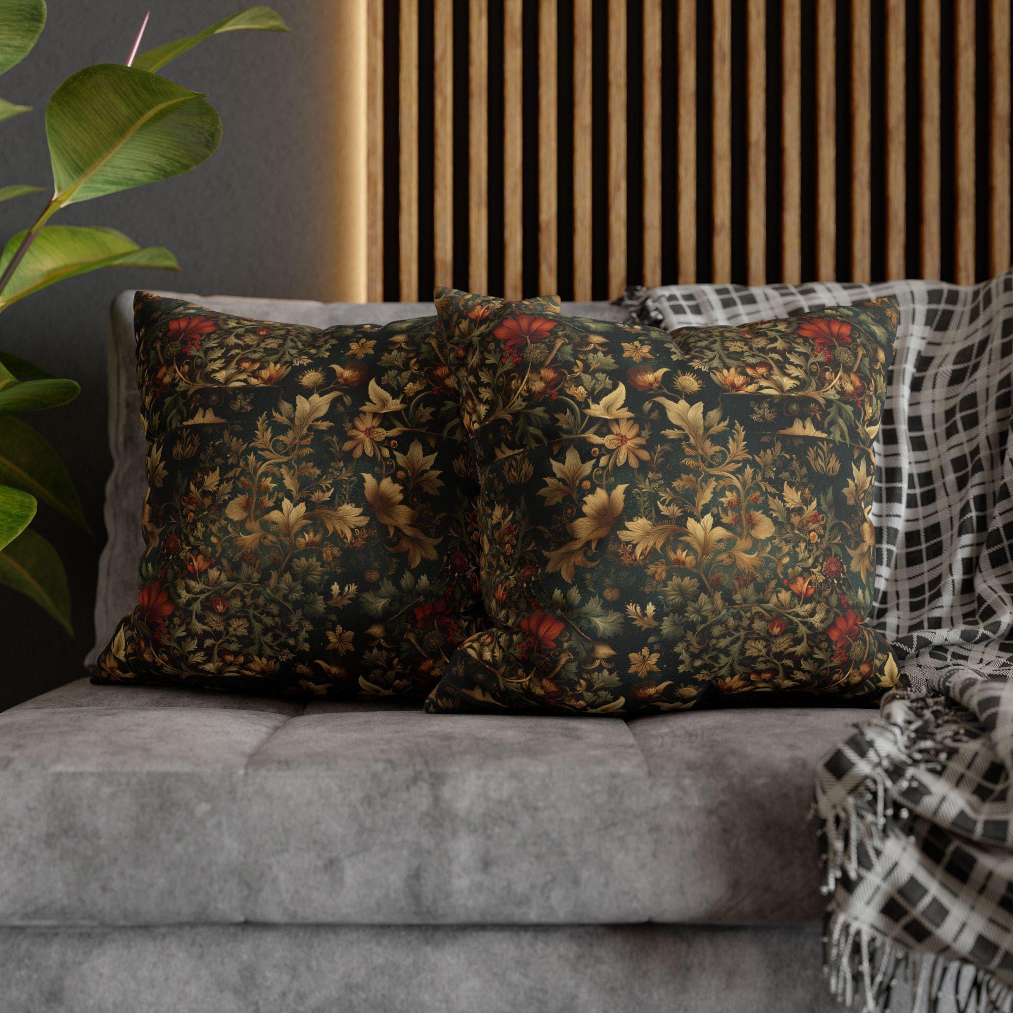 William Morris Inspired Dark Botanical Christmas Pillow Cover: Arts and Crafts Holiday Decor