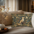 William Morris Fox Lumbar Pillow: Dark Woodland Botanical Arts & Crafts Decor