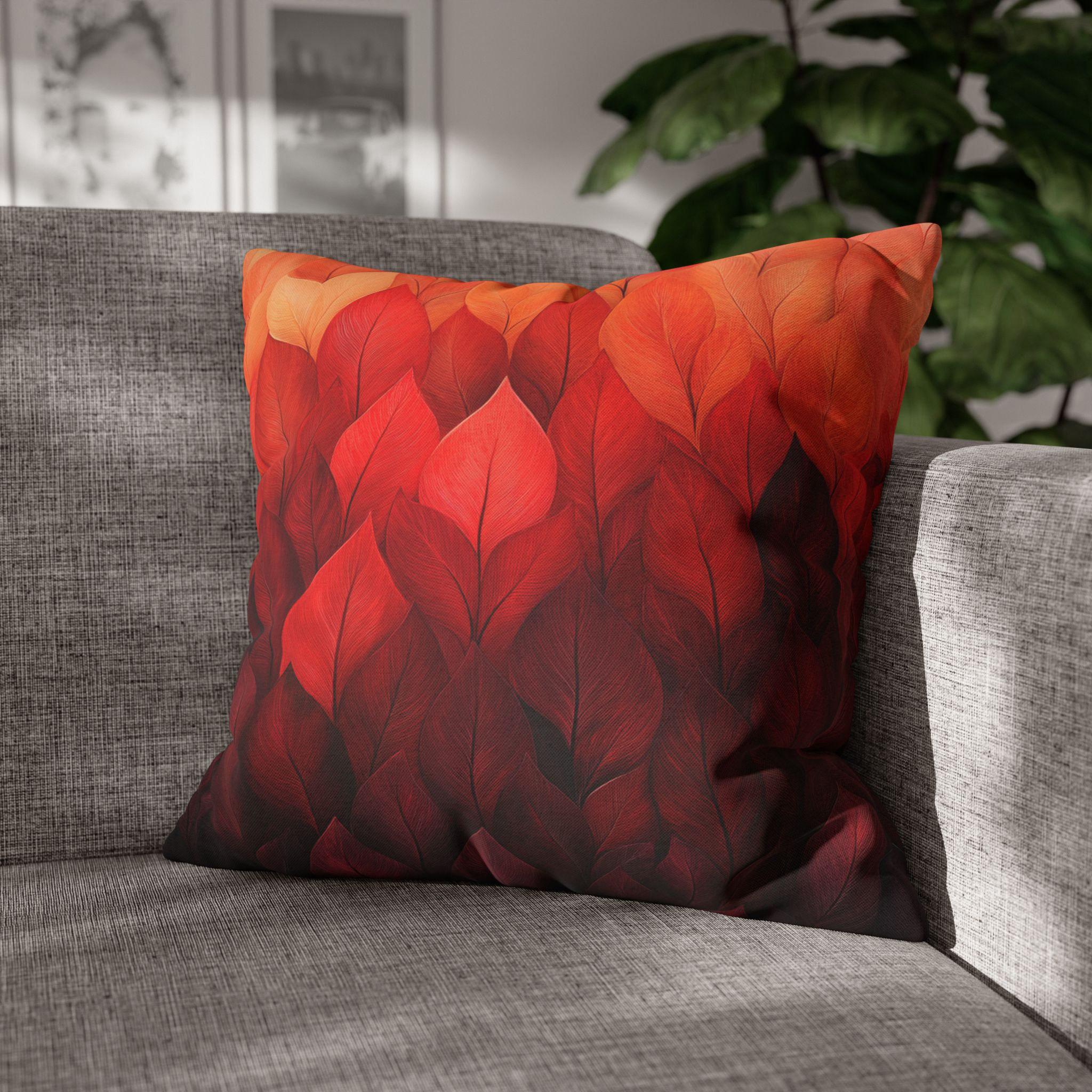 Fall Pillow Cover: Ombré Leaves in Warm Tones - Soft Polyester