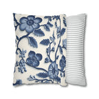 Chinoiserie Blue White Floral Pillow Cover | Elegant Traditional Pottery Pattern Decorative Case