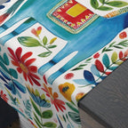 Otomi Table Runner: Blue Donkey Mexican Style Folk Art Floral Decor