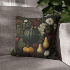 William Morris Inspired Pillow Cover: Midnight Harvest with Pumpkins, Pears & Florals