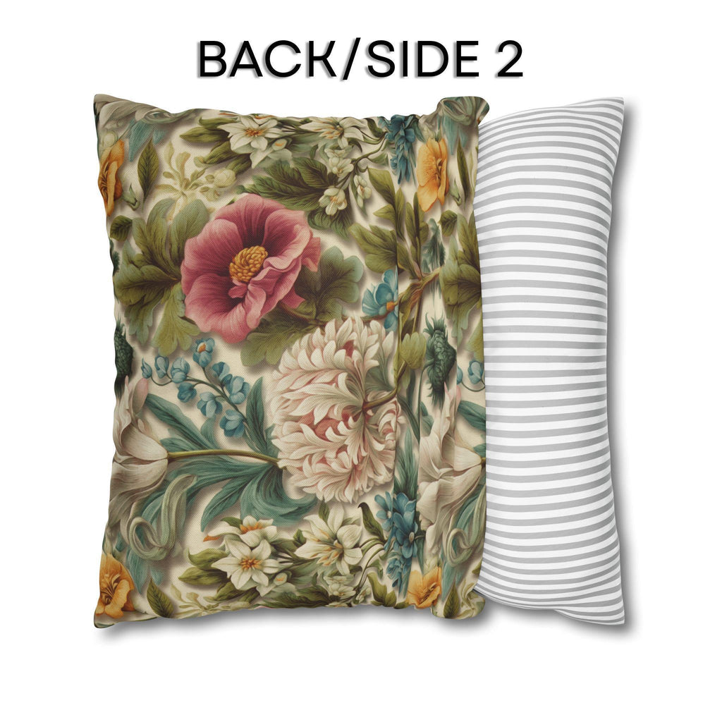 Watercolor Pastel Floral Pillow Cover:  Botanical Spring Garden Sage Pink Blue