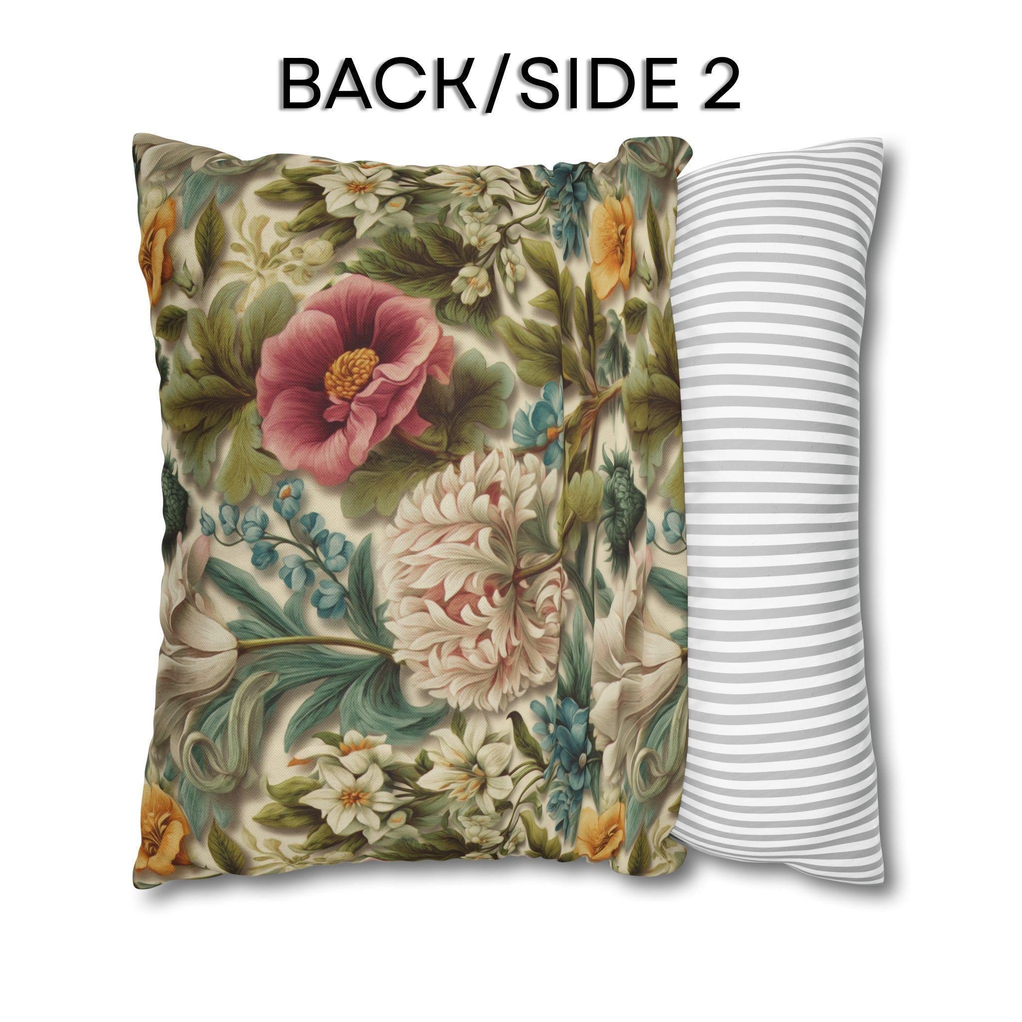 Watercolor Pastel Floral Pillow Cover:  Botanical Spring Garden Sage Pink Blue