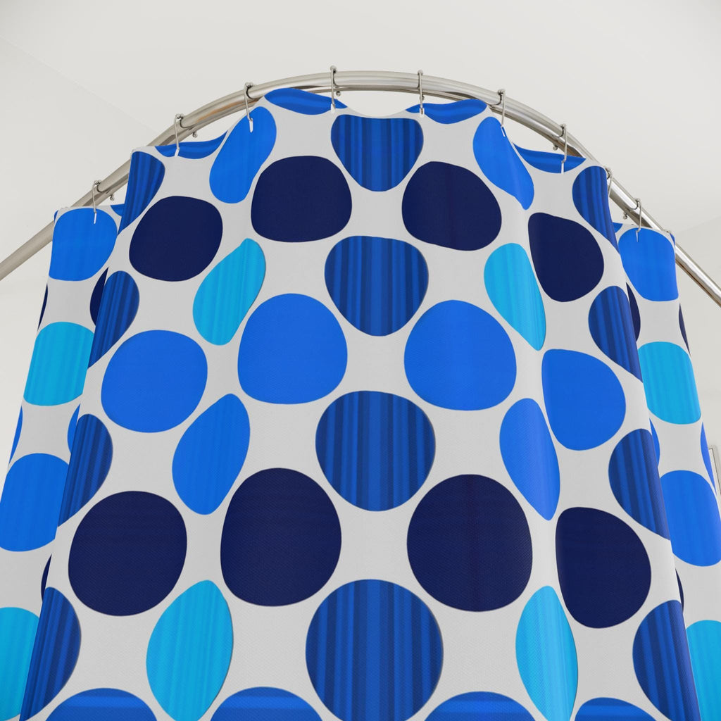 Bauhaus Shower Curtain: Retro Mid Century Modern Polka Dot Bath Decor