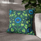 Reversible William Morris Pillow Cover: Teal & Aqua Floral Botanical Design