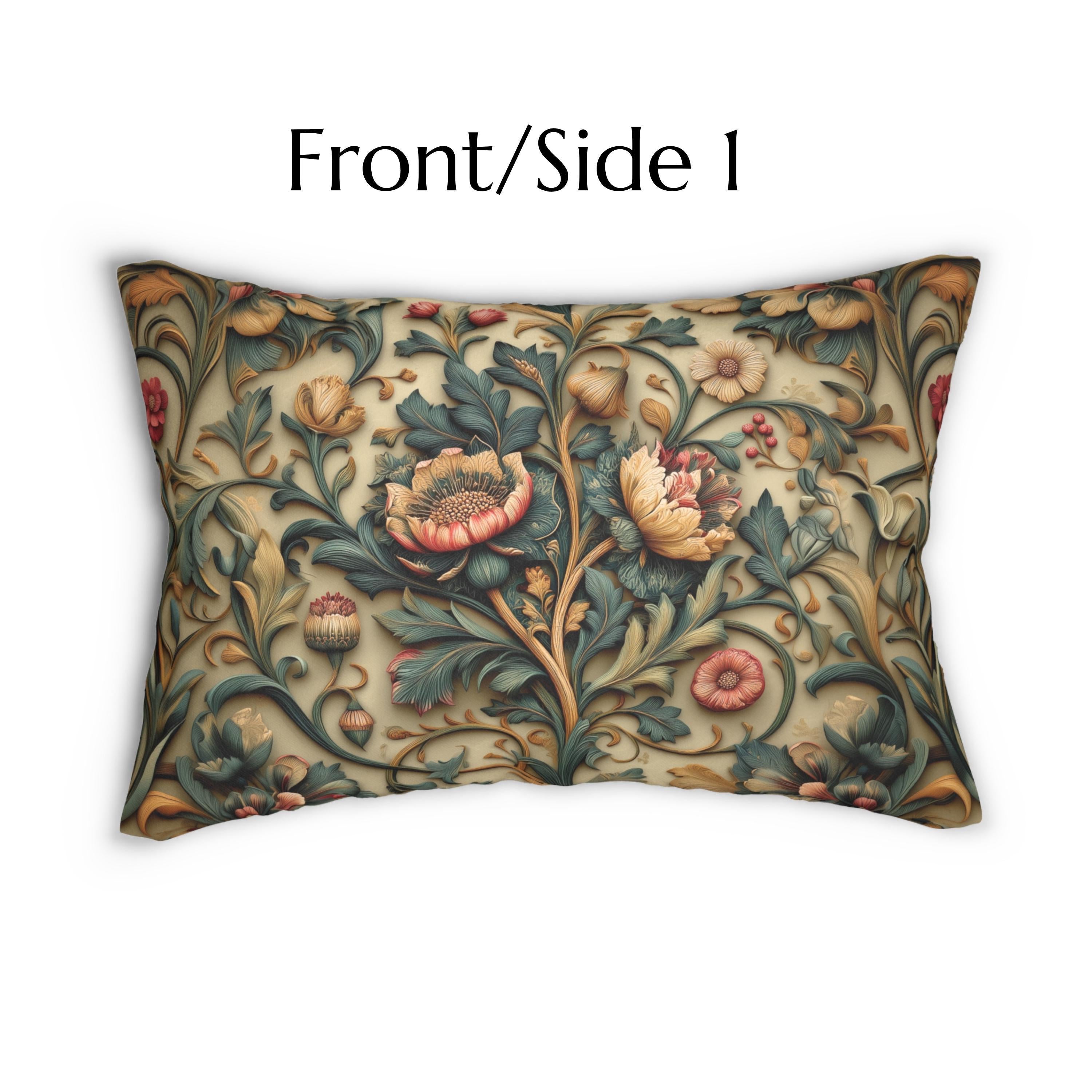 Spring Moody Blooms Lumbar Pillow: William Morris Inspired Home Decor Refresh