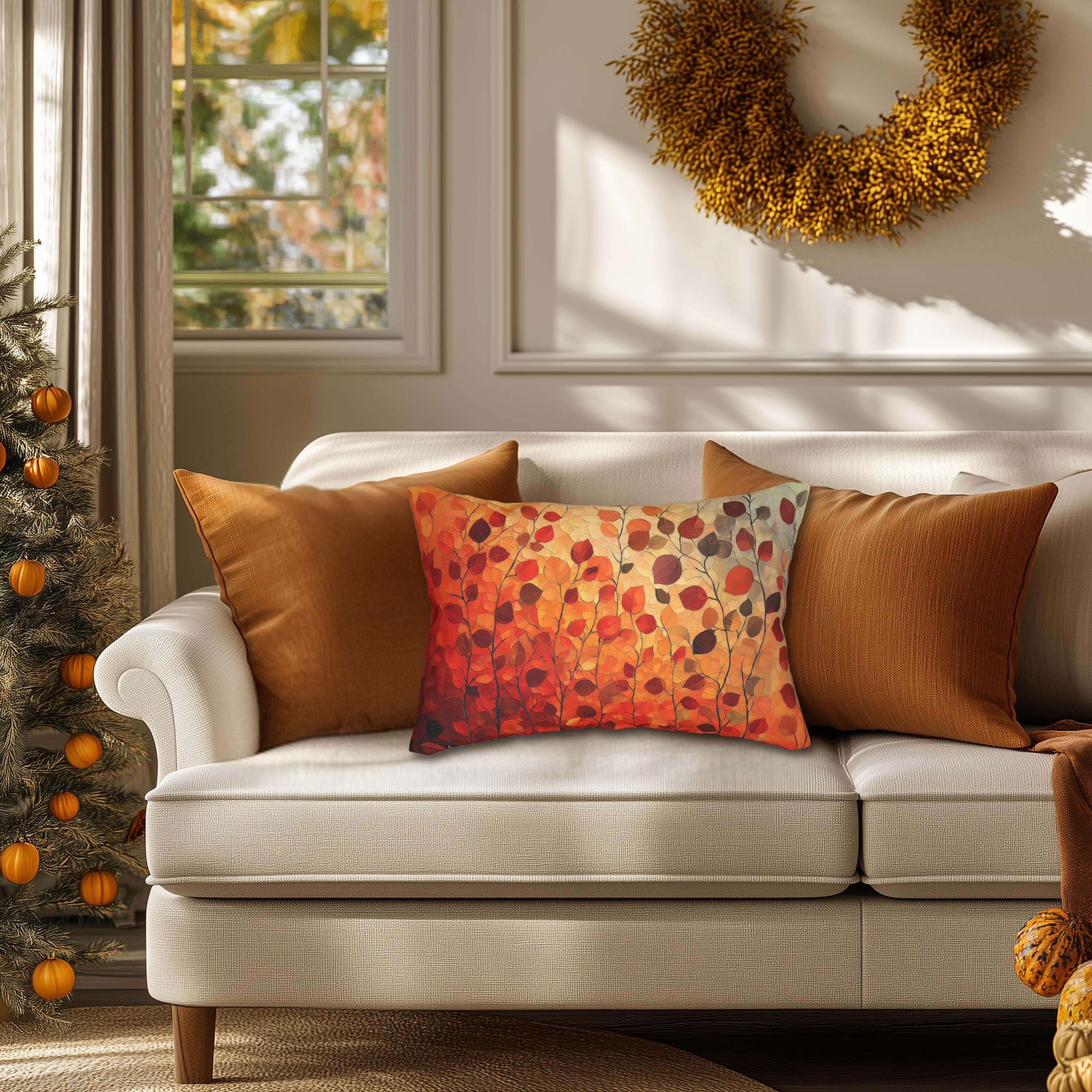 Autumn Leaves Lumbar Pillow: Vibrant Fall Colors with Ombré Effect