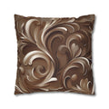 Elegant Floral Baroque Pillow Cover: Mocha Swirl Decorative Accent Cushion Sham for Sofa Pillow