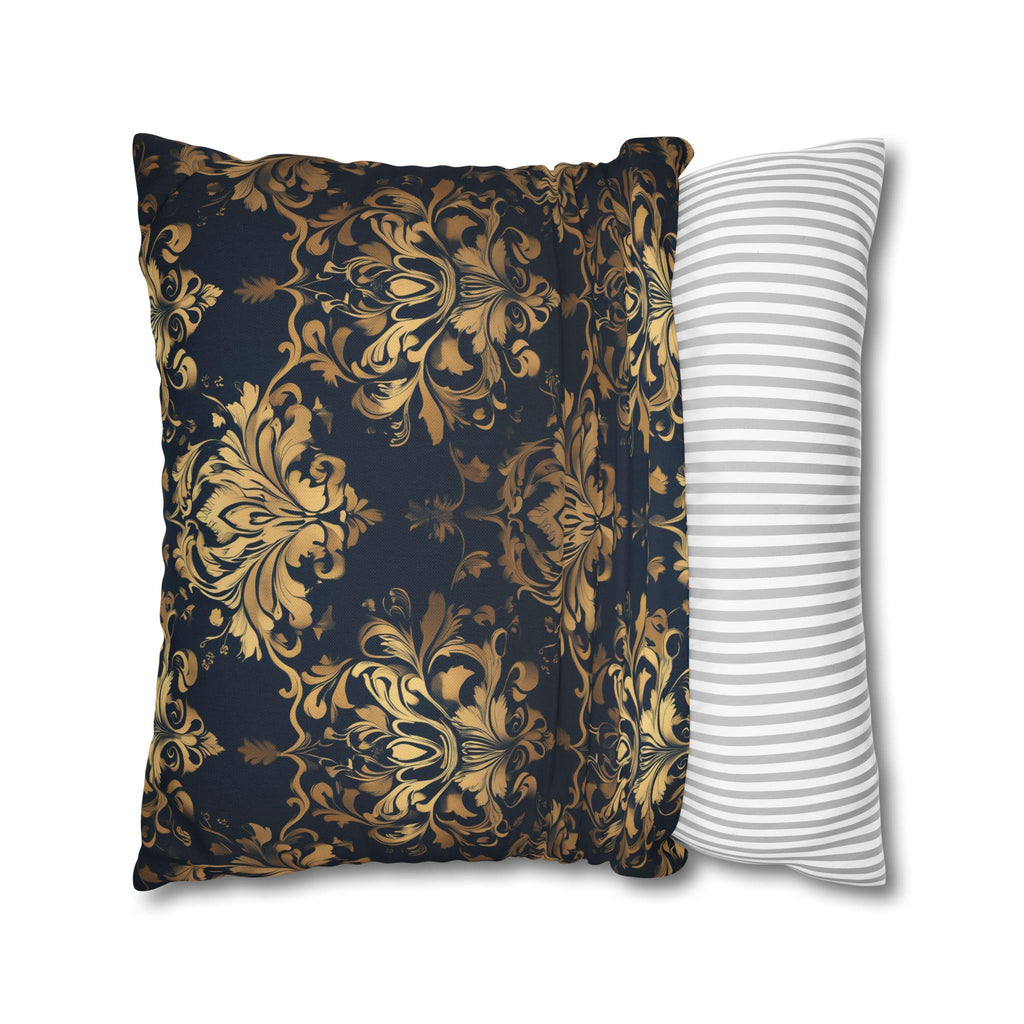 Gold Damask Medallion Pillow Cover: Elegant Navy Glam Decor