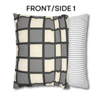 Gray Windowpane Plaid Pillow Cover: Neutral Checkered Contemporary Accent