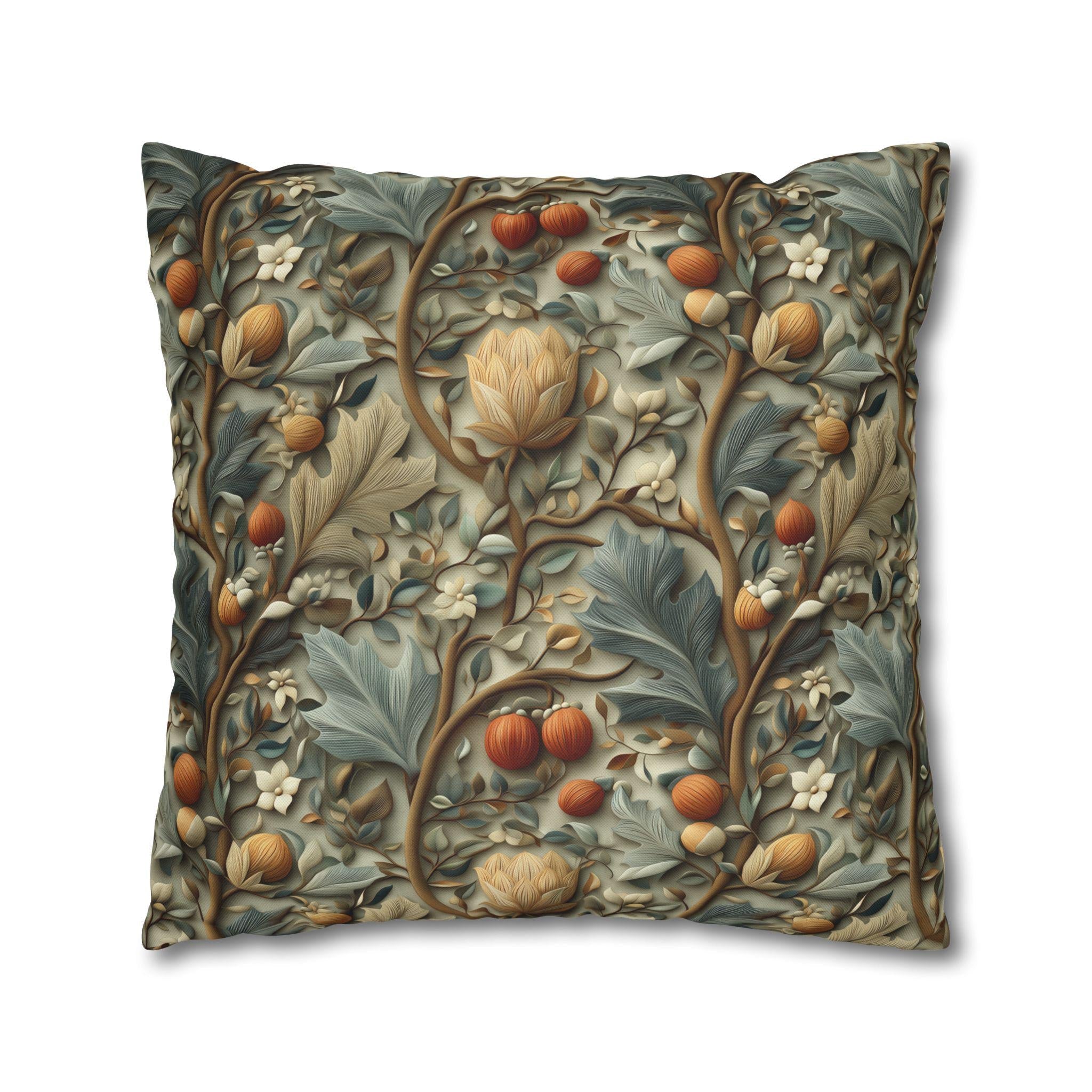 William Morris Autumn Vines Pillow Cover: Botanical Tapestry Fall Decor
