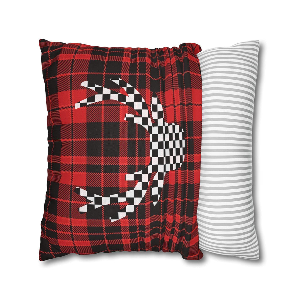Plaid & Checker Stag Pillow Cover: Modern Rustic Christmas Accent