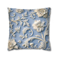 Elegant Chinoiserie Floral Pillow Cover: Soft White & Grey on Powder Blue, Timeless Asian-Inspired Decor