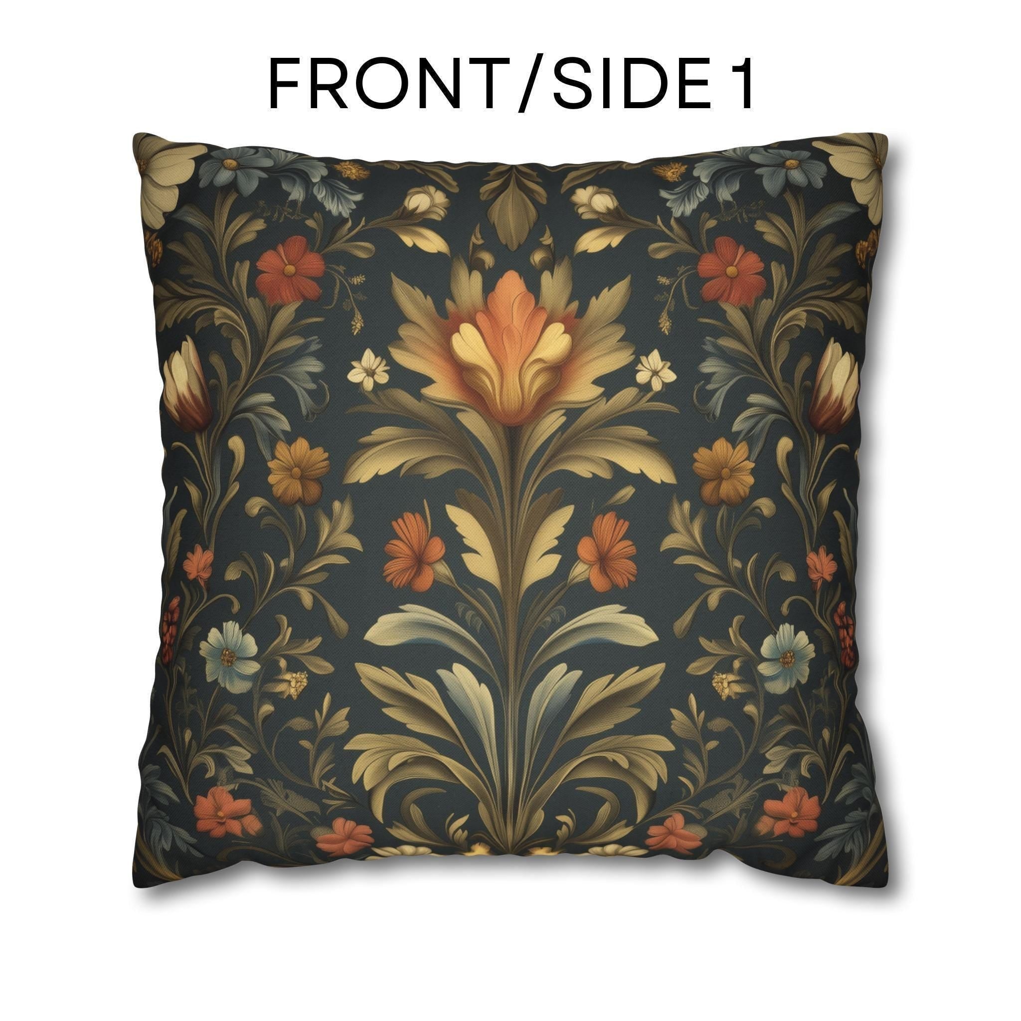 William Morris Botanical Pillow Cover: Golden Ochre Moody Blooms Floral Tapestry