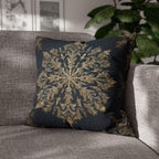 Navy & Gold Christmas Snowflake Pillow Cover: Square Polyester, 14-20 Inches