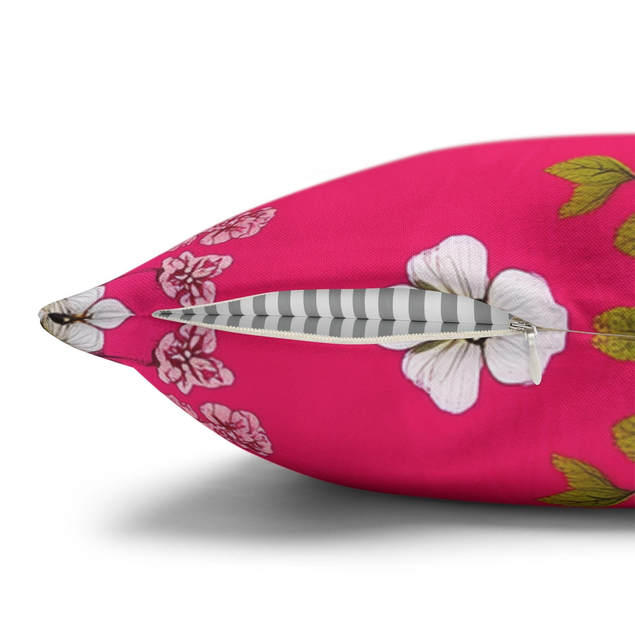 Chinoiserie Magenta Bird Pillow Cover: Vibrant Botanical Accent for Eclectic Decor