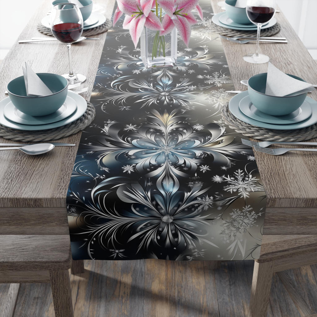 Winter Snowflake Table Runner: Holiday Dining Decor (Cotton or Poly)
